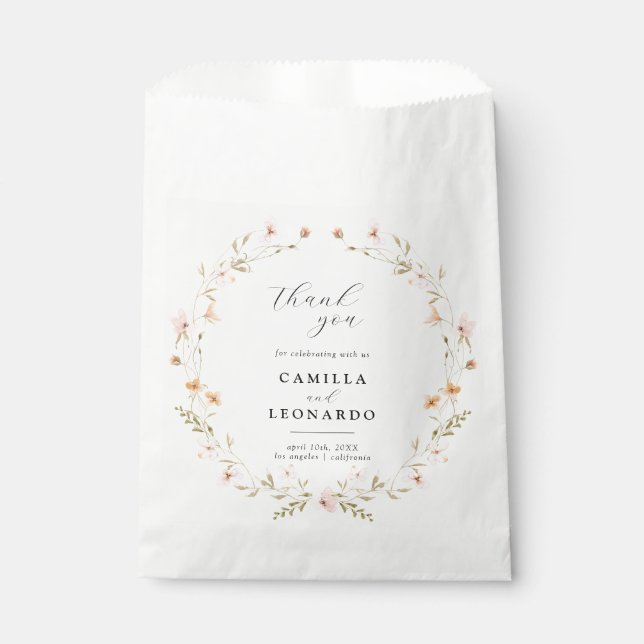 Boho Floral Wedding Favor Bag (Front)