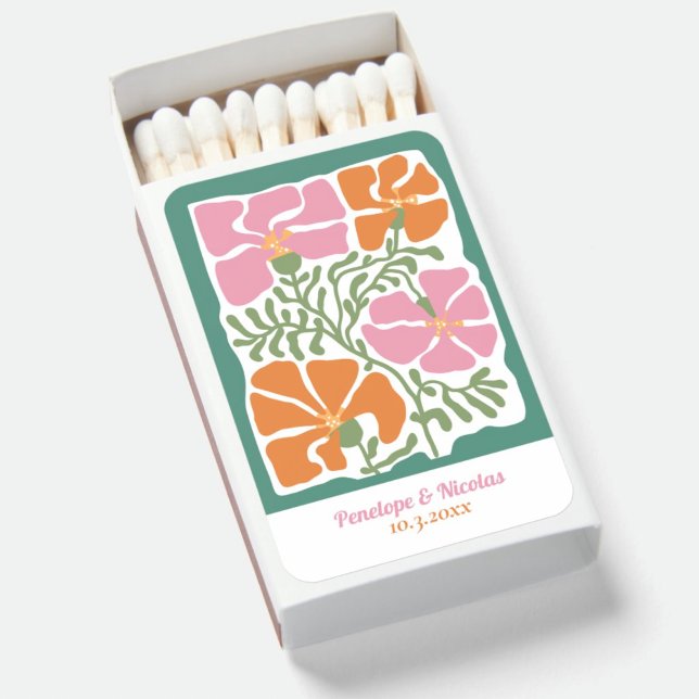 Boho Floral Wedding Favors Trendy Retro Matchboxes (Boho Floral Wedding Favors Trendy Retro Matchboxes)