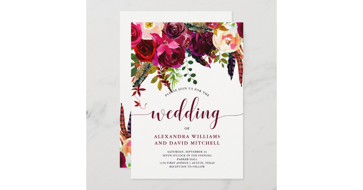 Boho Floral | Wedding Invitation | Zazzle