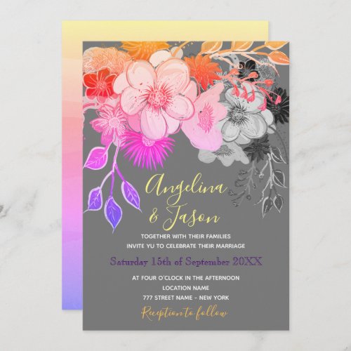 Boho Floral Wedding Invitation