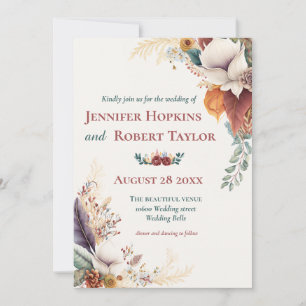 Boho Floral wedding Invitation