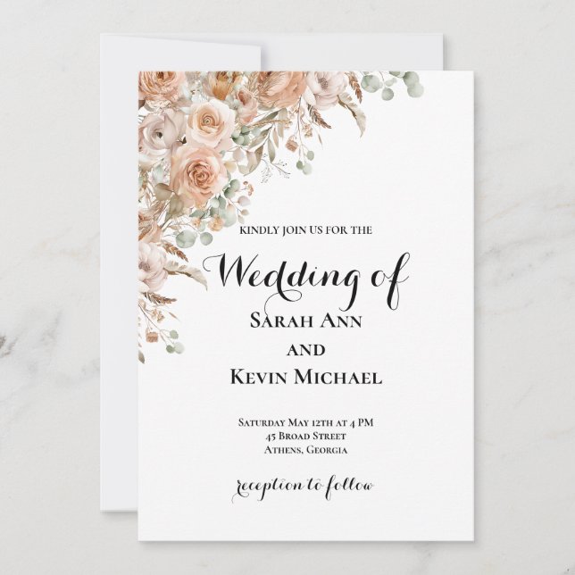 Boho Floral Wedding Invitation (Front)