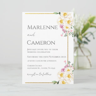 Boho Floral Wedding Invitation