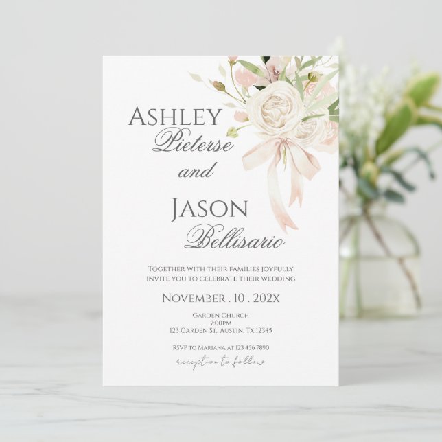 Boho Floral Wedding Invitation (Standing Front)