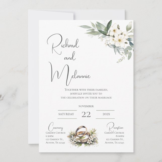 Boho Floral Wedding Invitation (Front)