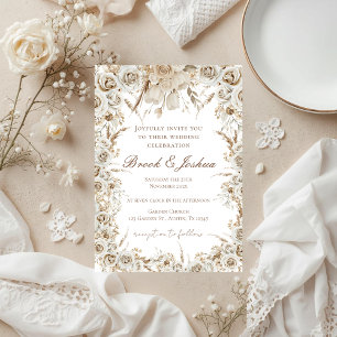 Boho Floral Wedding  Invitation