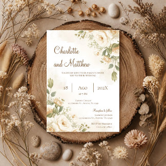 Boho Floral Wedding Invitation