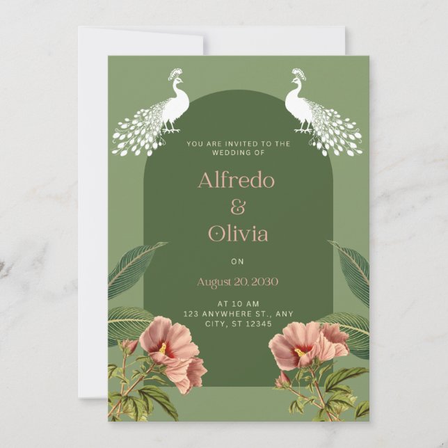 Boho floral  wedding invitation (Front)