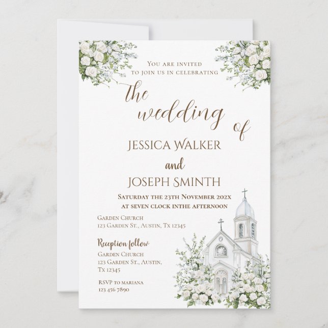 Boho Floral Wedding  Invitation (Front)