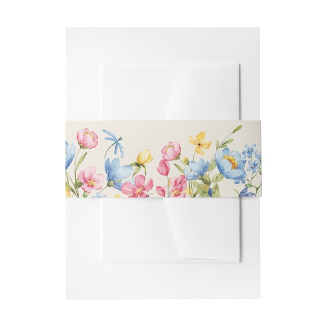 Boho Floral Wedding  Invitation Belly Band (Front Example)