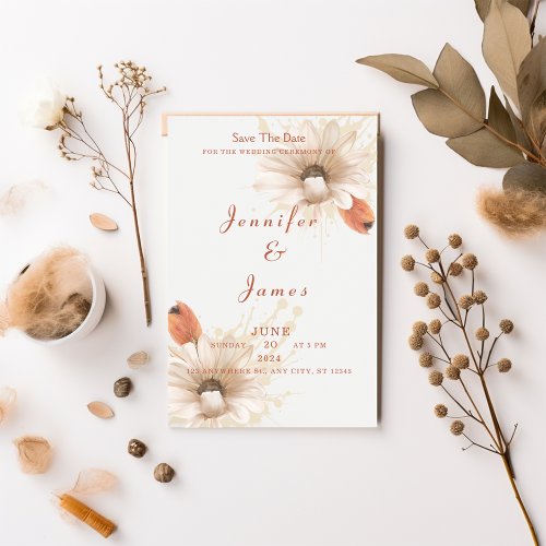 boho floral wedding invitation save the date