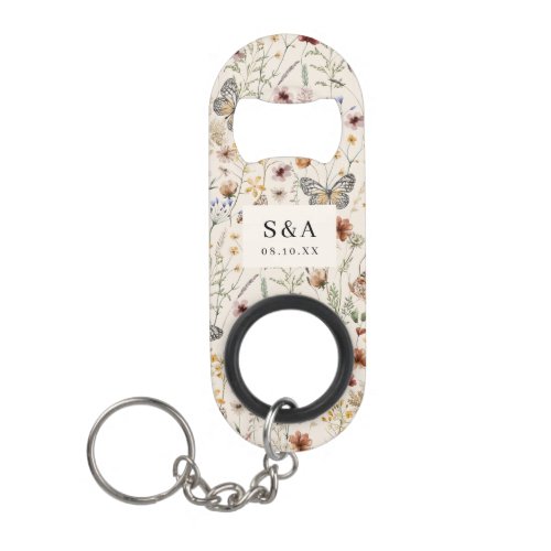 Boho Floral Wedding Keychain Bottle Opener