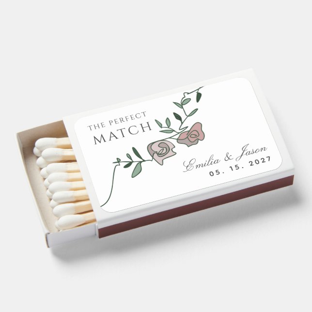 Boho Floral Wedding Matchboxes (Front Open)