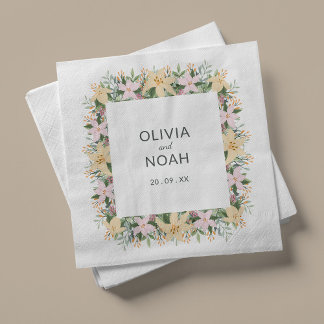 Boho floral wedding napkins