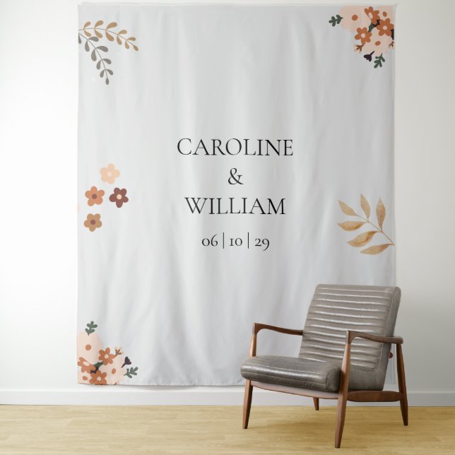 Boho Floral Wedding Photo Booth Backdrops (In Situ)