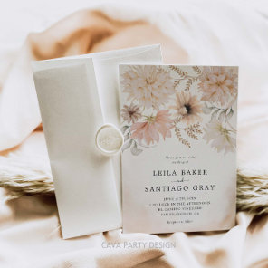 Boho Floral Wedding Photo  Invitation