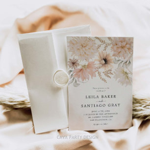 Boho Floral Wedding Photo Invitation