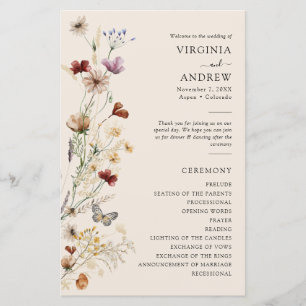 Boho Floral Wedding Program