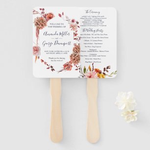 BOHO Floral wedding program fan