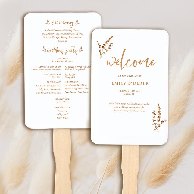 Boho Floral Wedding Program Hand Fan (Creator Uploaded)