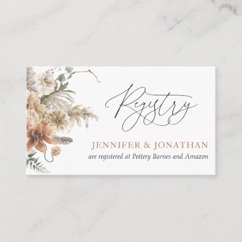 Boho Floral Wedding Registry Card 