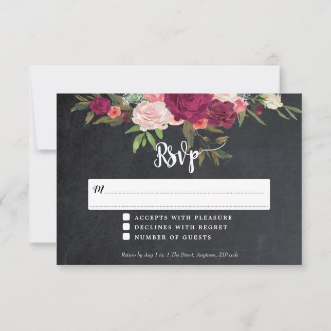 boho floral wedding rsvp response card (Front)