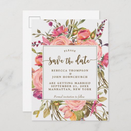 boho floral wedding save the date postcard | Zazzle