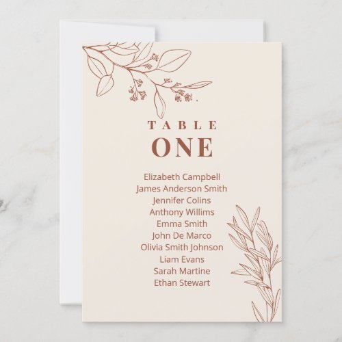 Boho Floral Wedding Seating Chart Cards