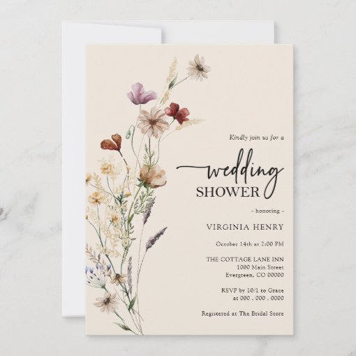Boho Floral Wedding Shower Invitation | Zazzle