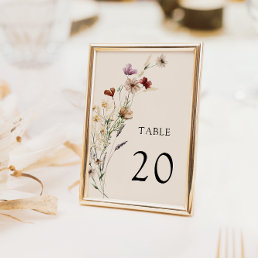 Boho Floral Wedding Table Number