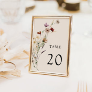 Boho Floral Wedding Table Number