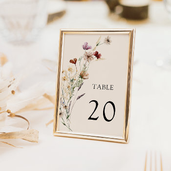 Boho Floral Wedding Table Number by The_Painted_Paperie at Zazzle