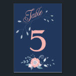 Boho floral wedding table number cards Blush blue<br><div class="desc">Blush and blue, boho, floral table number cards, with bohemian floral details on both sides and monograms on the back side. When making the numbers, change the number and add the cards to your shopping cart 1 by 1. This design is part of my full blush and blue boho floral...</div>