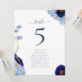 Boho Floral Wedding Table Number Chart