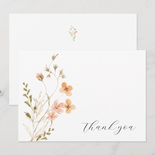 Boho Floral Wedding Thank You Card (Front/Back)