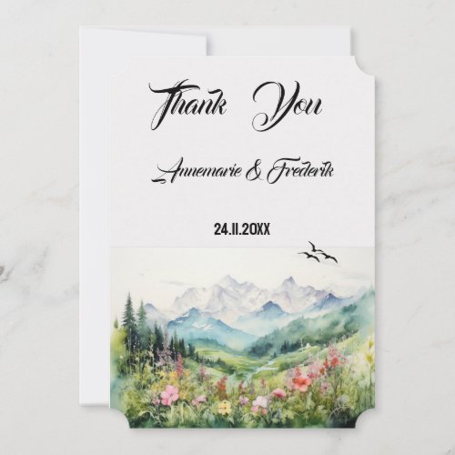 Boho Floral Wedding Thank You Card