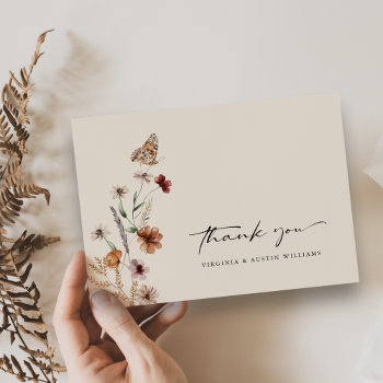 Boho Floral Wedding Thank You Card by The_Painted_Paperie at Zazzle