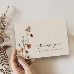 Boho Floral Wedding Thank You Card