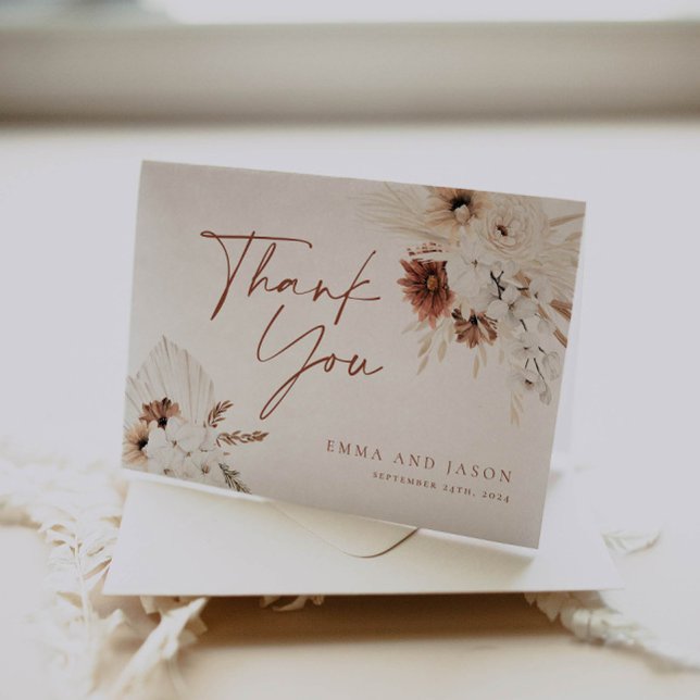 Boho Floral Wedding Thank You Card (Creator Uploaded)