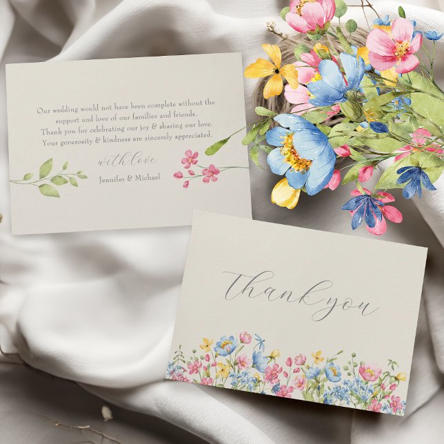 Boho Floral Wedding Thank You Card (Creator Uploaded)