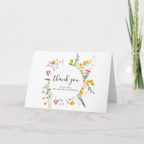 Boho floral Wedding Thank you Card