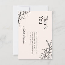 Boho Floral  Wedding Thank You Card