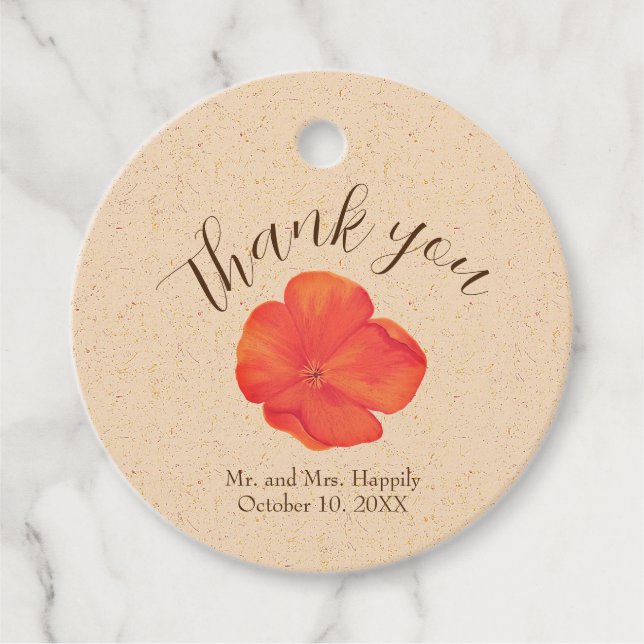 Boho Floral  Wedding Thank You Favor Tags (Front)