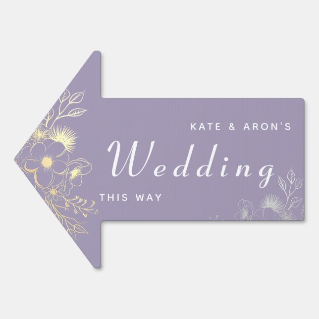 Boho Floral Wedding This Way Arrow Yard Sign (Front)