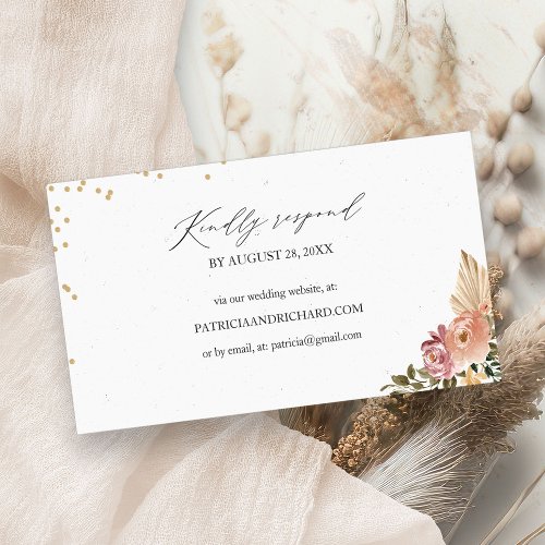 Boho Floral Wedding Website Online RSVP Card