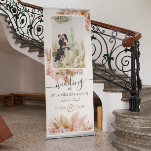 Boho floral Wedding Welcome Retractable Banner