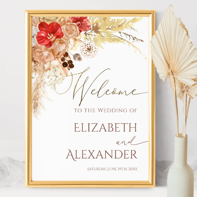 Boho Floral Wedding Welcome Sign Gilded Terracota (Creator Uploaded)