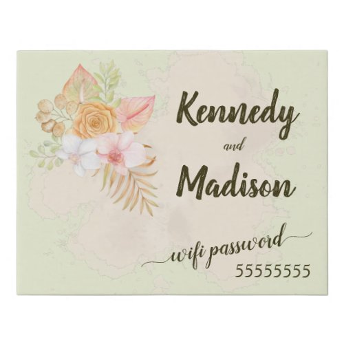 Boho Floral Wedding WIFI Password Sign
