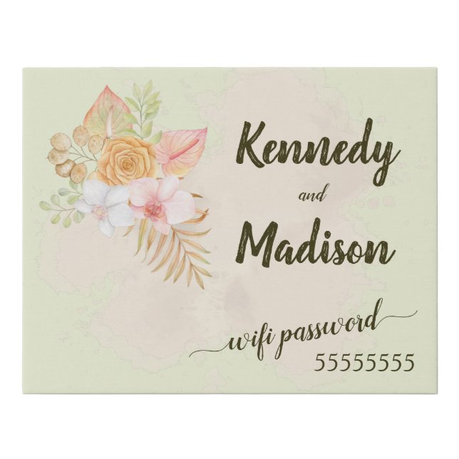 Boho Floral Wedding WIFI Password Sign (Front)