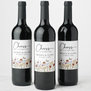 Boho Floral Wedding Wine Label